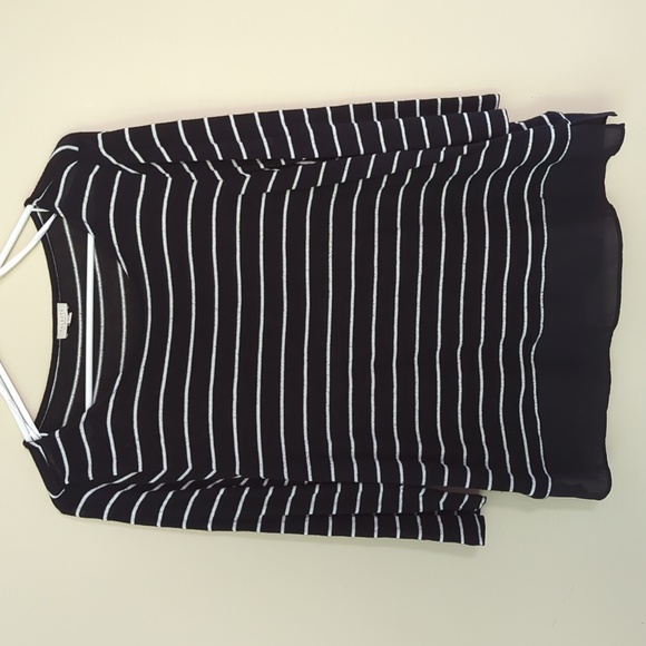 Talbots Striped Rayon Blend Top Large Petite Black White Stripes - Picture 4 of 16